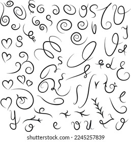 Florishes decorative for invitations and letters for inscriptions.