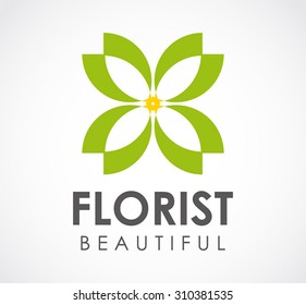 Florist beautiful flower green natural abstract vector logo design template business ecology icon environment company identity symbol concept