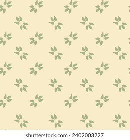 Florist composition with blooming flowers and leaves. Retro design or decoration with plants in blossom. Flourishing art. Seamless pattern, wallpaper or background print. Vector in flat style