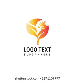Florist and cow Logo Design Template. Vector Illustration