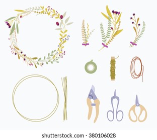 Florist Equipment And Floral Crown.