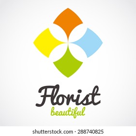 Florist flower colorful woman female girl logo symbol shape icon element design vector template business shop