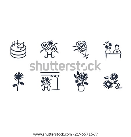 Florist hand drawn icon set