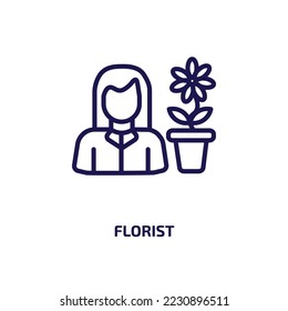 florist icon from professions collection. Thin linear florist, floral, flower outline icon isolated on white background. Line vector florist sign, symbol for web and mobile