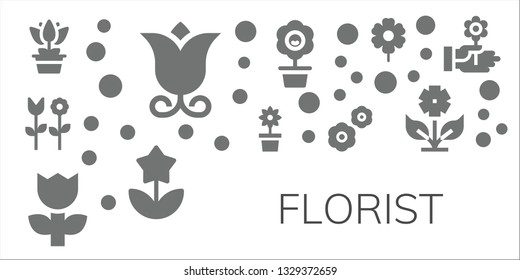 florist icon set. 11 filled florist icons.  Simple modern icons about  - Flower, Flowers