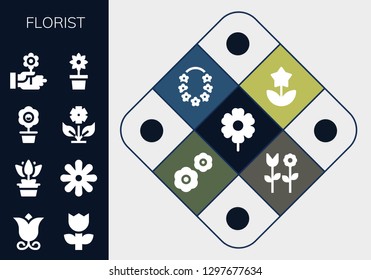  florist icon set. 13 filled florist icons. Simple modern icons about  - Flower, Flowers