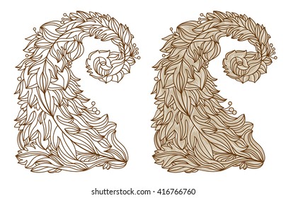 Florist leaves and flowers decorative element