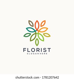 florist logo line colorful abstract