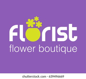 Florist logo and sign flower shop. Vector illustration.