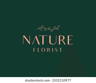 Florist Shop Leaf Twig Nature Plant Luxury Minimalist Hand Drawn Vector Logo Design Illustration