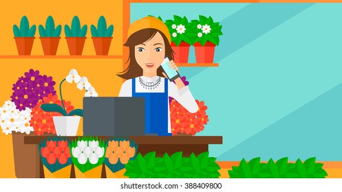 Florist taking order.