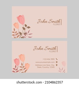 Florist Visiting Card Design In Front And Back View.