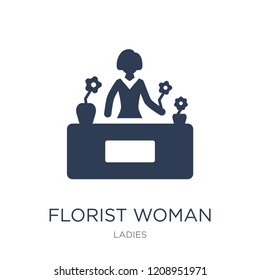 Florist Woman icon. Trendy flat vector Florist Woman icon on white background from Ladies collection, vector illustration can be use for web and mobile, eps10