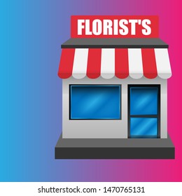 florist's front exterior facade.flat design.florist's building - florist's store icon
