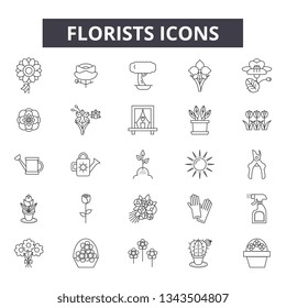 Florists icons line icons for web and mobile design. Editable stroke signs. Florists icons  outline concept illustrations