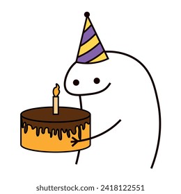 Flork meme with cake. Happy Birthday. Vector 