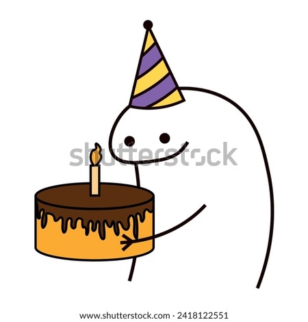 Flork meme with cake. Happy Birthday. Vector 