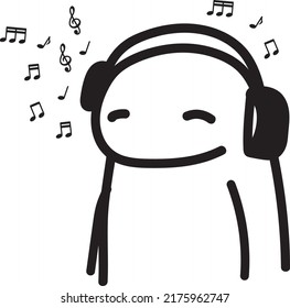 flork meme vector ilustration music headphones