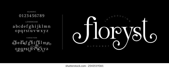 Florista tipografia beleza moda elegante minimalista serif italic fontes decorativo casamento vintage retro logos. Logotipo de fonte de luxo mínimo alfabeto. Ilustração vetorial