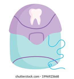 floss dental care cartoon isolated
