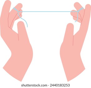 Floss in human hands. Oral hygiene color icon