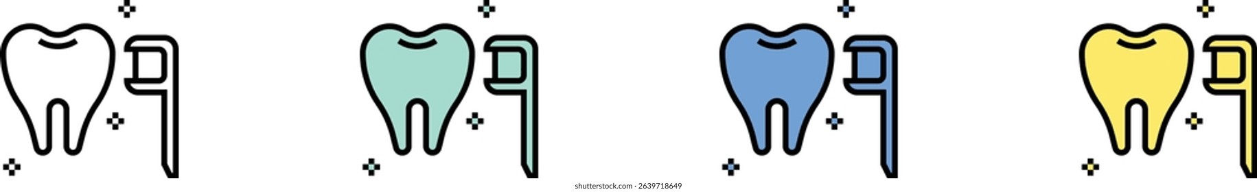 floss icon. Outline, Green, Blue and Yellow Style Design Isolated On White Background