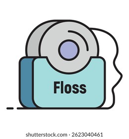 Ícone Floss. Contorno de fio dental ícone do vetor cor plana isolada no branco