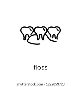 Floss icon. Trendy modern flat linear vector Floss icon on white background from thin line Dentist collection, editable outline stroke vector illustration