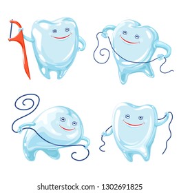Floss icons set. Cartoon set of floss vector icons for web design