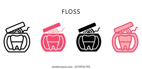 Icono de múltiples estilos de hilo dental. Mini Ilustración Relacionada Con El Cuidado Personal. Uso Para El Concepto Moderno, Ui, Web Ux Y Desarrollo De App.
