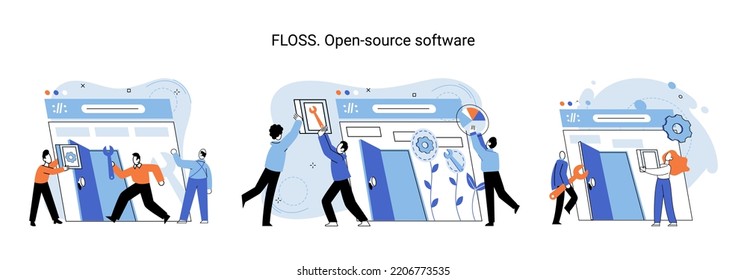 FLOSS. Open source software. Free product anyone can freely redistribute, modify and completely remake, can be improved, modernized thanks to inventions of users. Tiny programming language persons