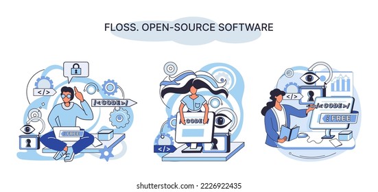 FLOSS. Open source software. Free product anyone can freely redistribute, modify and completely remake, can be improved, modernized thanks to inventions of users. Tiny programming language persons