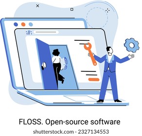 FLOSS. Open Source Software. Kostenloses Produkt, das jeder frei weiterverteilen, modifizieren und komplett reproduzieren kann, kann verbessert werden, modernisiert dank der Erfindungen der Nutzer. Kleine Programmiersprachenpersonen