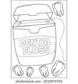 floss personal hygiene coloring book page for kids and adults creative coloring mindful relaxation activity