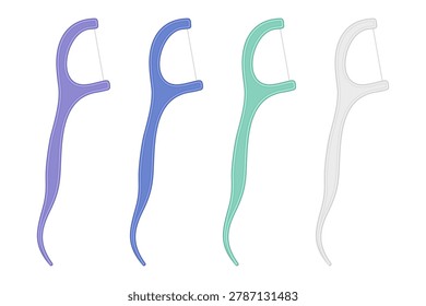Floss Picks. Set of multicolored flossers. Vector mockup