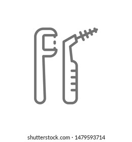 Flosser, dental floss line icon. Isolated on white background