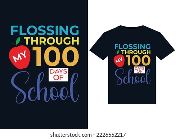 100 Tage Schulillustrationen für T-Shirts-Design in druckfertigen Formaten