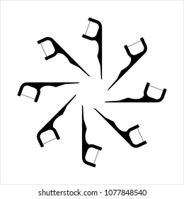 Flossing Tool, Dental Cleaning Tool Vector Art Illustration