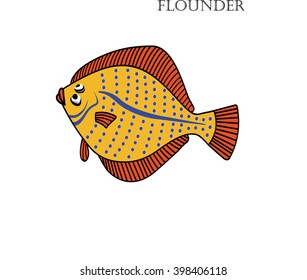 Flounder Cartoon Fish Stock Vector (Royalty Free) 398406118 | Shutterstock