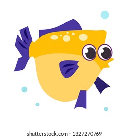 Flounder fish flat icon. Fish, aquarium, pet. Sea cartoon characters concept. Vector illustration can be used for topics like animals, marine life, nature