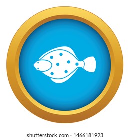 Flounder fish icon blue vector isolated on white background for any design