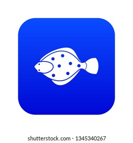 Flounder fish icon digital blue for any design isolated on white vector illustration