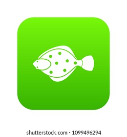 Flounder fish icon digital green for any design isolated on white vector illustration