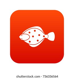 Flounder fish icon digital red for any design isolated on white vector illustration