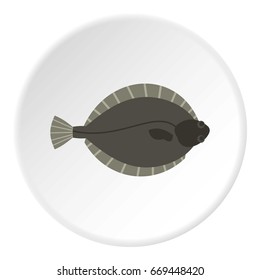 Flounder fish icon in flat circle isolated on white background vector illustration for web