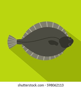 Flounder fish icon. Flat illustration of flounder fish vector icon for web isolated on lime background