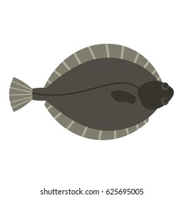 Flounder fish icon flat isolated on white background vector illustration