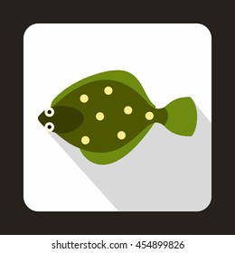 Flounder fish icon in flat style on a white background