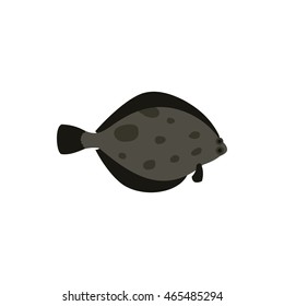 Flounder fish icon in flat style on a white background