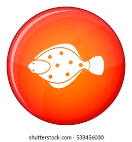 Flounder fish icon in red circle isolated on white background vector illustration